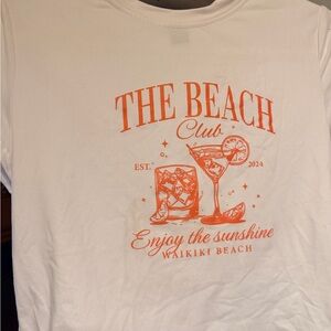 SHEIN White Tee with Orange Graphic
